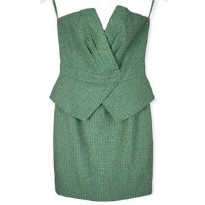 ARYN K Green Tweed Strapless Dress Size Small